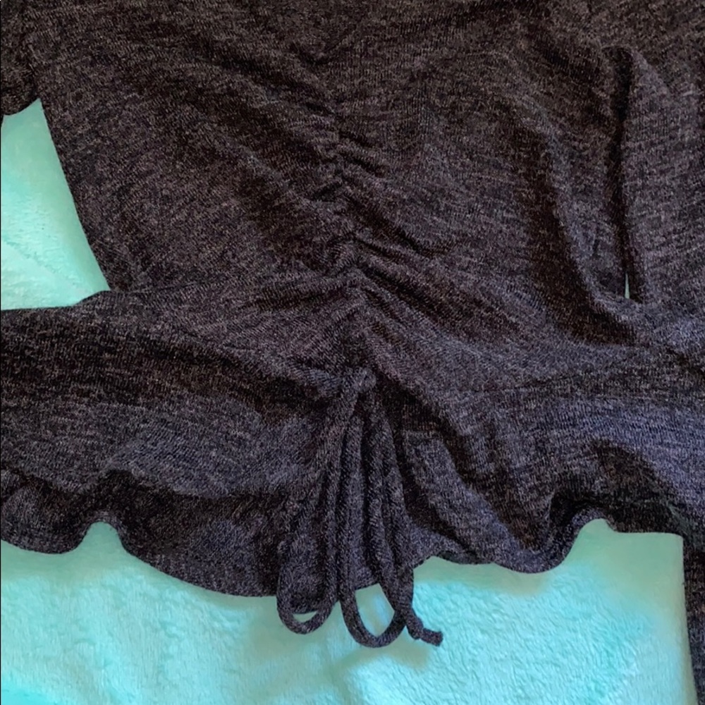 Ripped scrunched out sleeve and bottom; crop top
